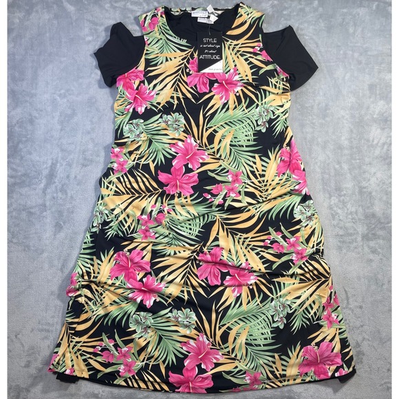 Attitudes by Renee Dresses & Skirts - Attitudes by Renee Dress Set Women 2XP‎ Black Floral New Cold Shoulder Tropical